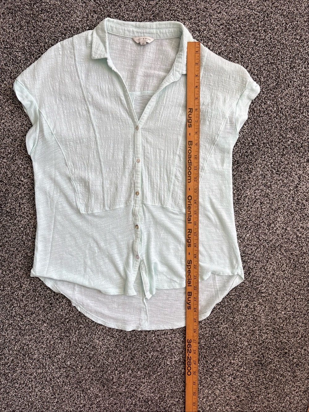 Lucky Brand Womens Light Green Short Cap Sleeve Buttoned Down Shirt Size Small - Picture 9 of 9